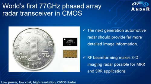 岸達(dá)科技突破式創(chuàng)新 全球首款相控陣77GHz CMOS毫米波雷達(dá)芯片發(fā)布